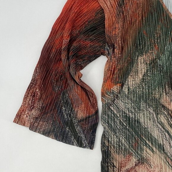 ZARA Women’s Size Small Pleated Kimono Wrap Top Orange Multi NWT - Picture 9 of 16